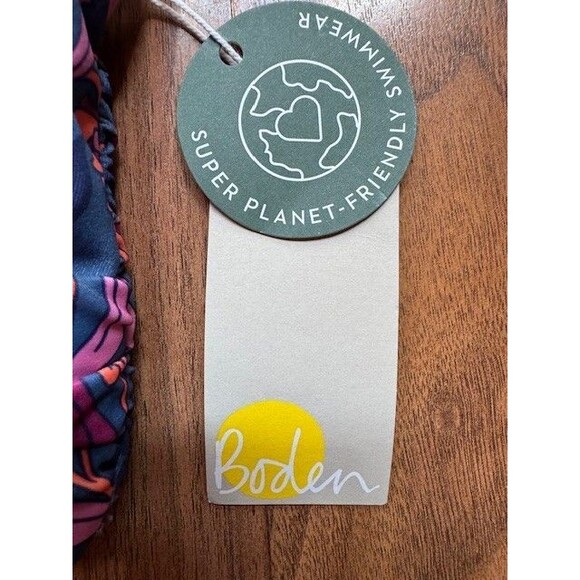 Boden Levanzo Halter Bikini Top US 16 18 Twist Blue Orange Floral Swim - Picture 4 of 11